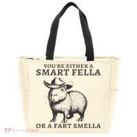 Funny Capybara You're Either A Smart Fella Or A Fart  Tote Bag thumb 0