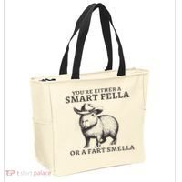 Funny Capybara You're Either A Smart Fella Or A Fart  Tote Bag thumb 2