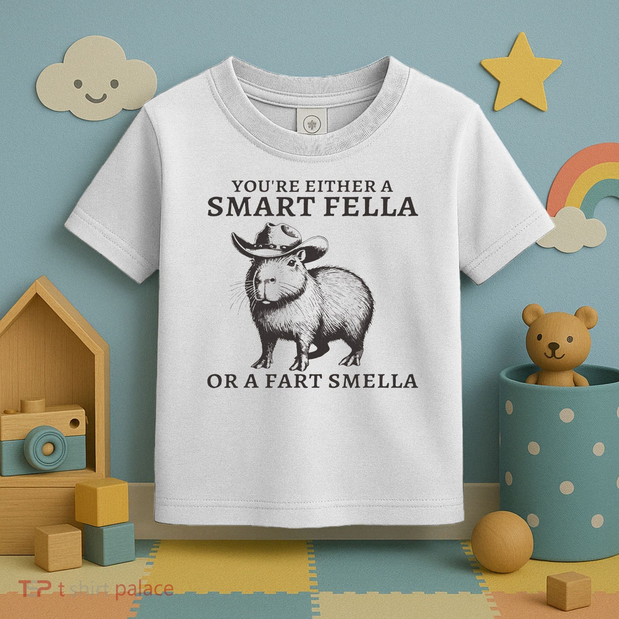 Funny Capybara You're Either A Smart Fella Or A Fart  Toddler T-Shirt
