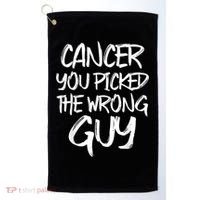Funny Cancer You Picked The Wrong Guy Fighter Survivor Gift Golf Towel thumb 0