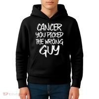 Funny Cancer You Picked The Wrong Guy Fighter Survivor Gift Kids Hoodie thumb 4