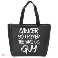 Funny Cancer You Picked The Wrong Guy Fighter Survivor Gift Tote Bag thumb 0