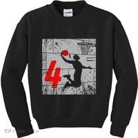 Funny Distressed 4 Year Old 4th Basketball Birthday Slam Dunk Kids Sweatshirt thumb 0