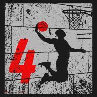 Funny Distressed 4 Year Old 4th Basketball Birthday Slam Dunk Kids Hoodie thumb 5