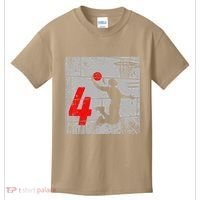 Funny Distressed 4 Year Old 4th Basketball Birthday Slam Dunk Kids T-Shirt thumb 0