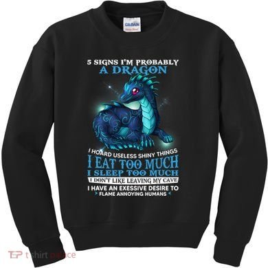 Funny Dragon 5 Signs I'm Probably A Dragon Kids Sweatshirt