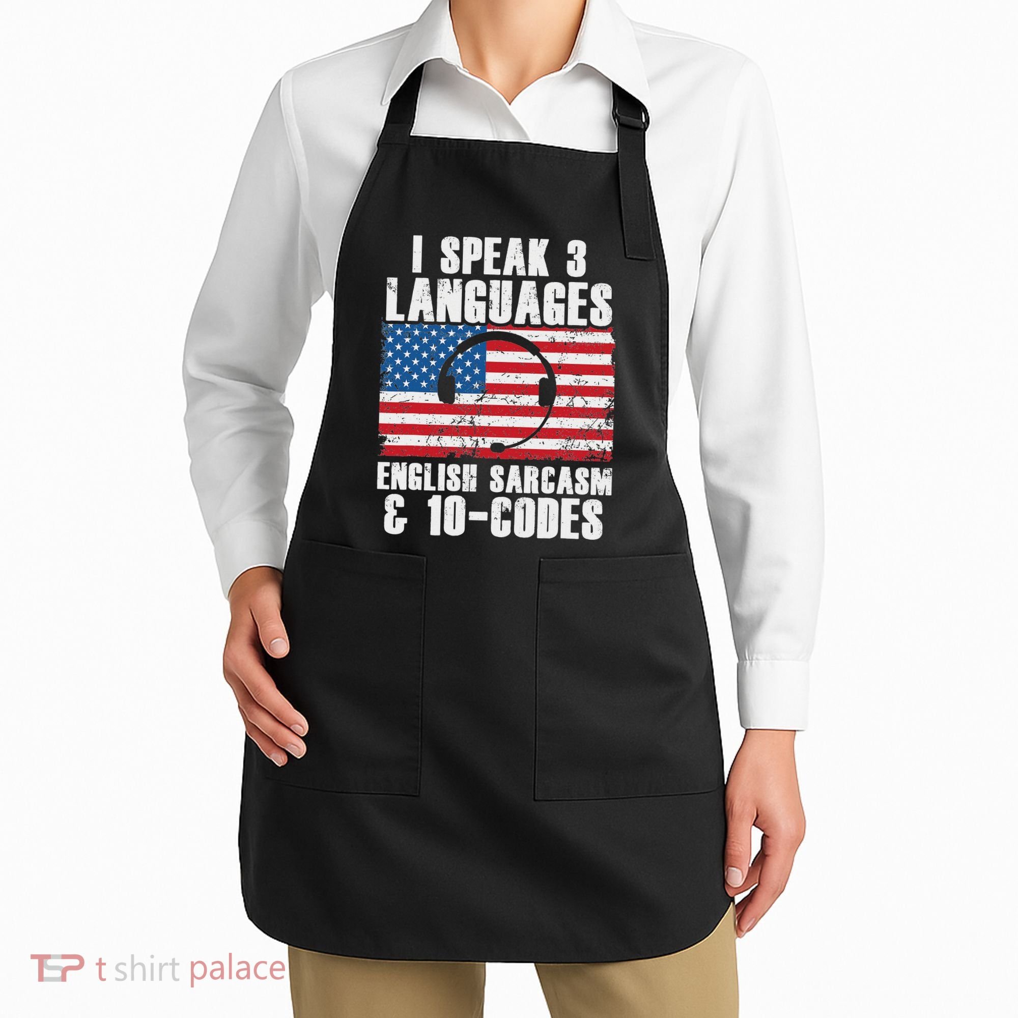 Funny Dispatcher 911 Emergency Operator Thin Yellow Line Apron