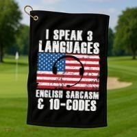 Funny Dispatcher 911 Emergency Operator Thin Yellow Line Golf Towel thumb 1