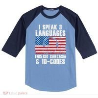 Funny Dispatcher 911 Emergency Operator Thin Yellow Line Raglan Baseball Sleeve Shirt thumb 0