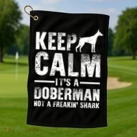 Funny Doberman Art Doberman Pinscher Dog Walker Golf Towel thumb 1
