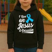 Funny Diabetes Awareness T1D T2D Diabetic Pancreas Kids Hoodie thumb 3