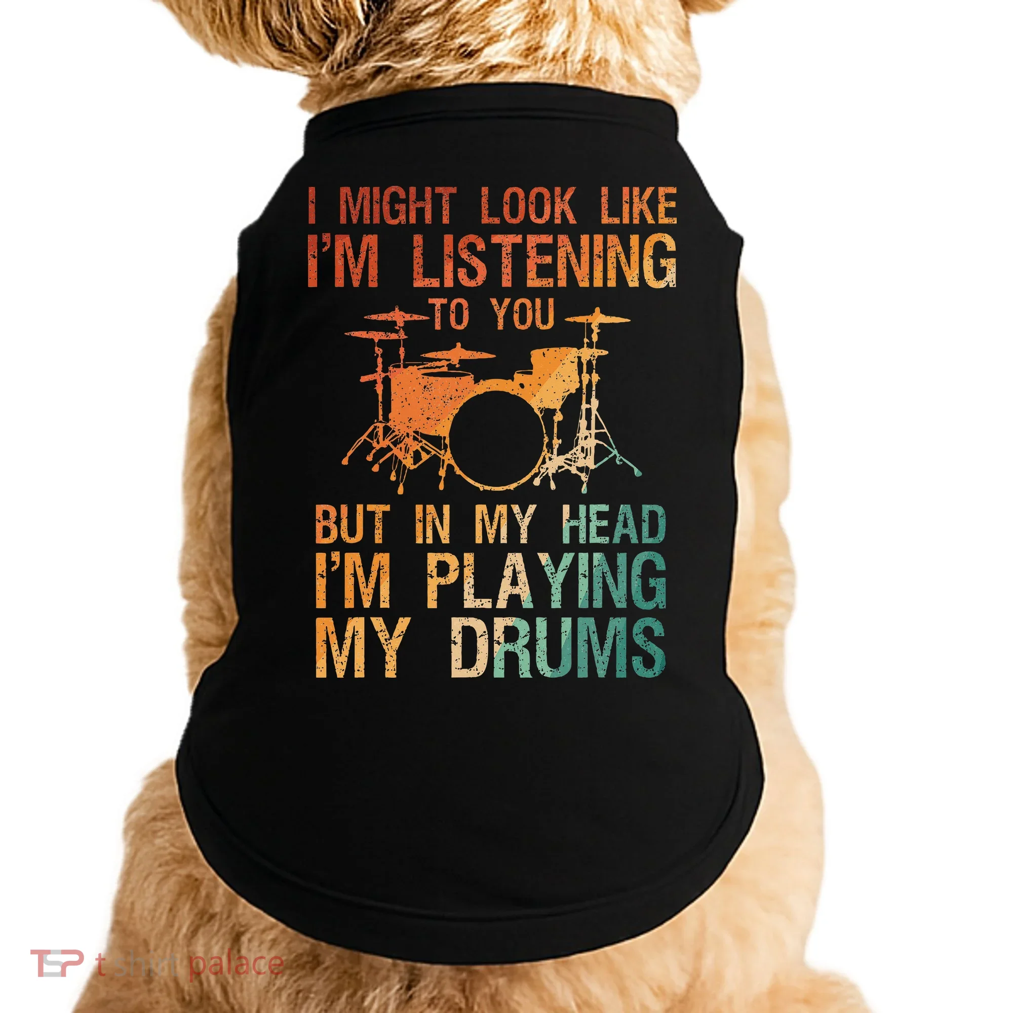 Funny Drummer Art For Drum Player Percussion Lover Doggie Tank