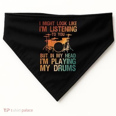 Funny Drummer Art For Drum Player Percussion Lover USA-Made Doggie Bandana