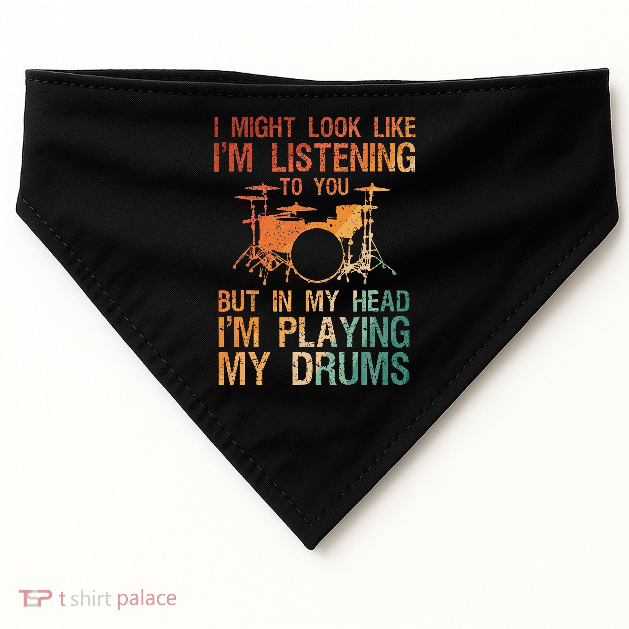 Funny Drummer Art For Drum Player Percussion Lover USA-Made Doggie Bandana