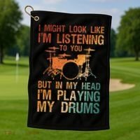Funny Drummer Art For Drum Player Percussion Lover Golf Towel thumb 1