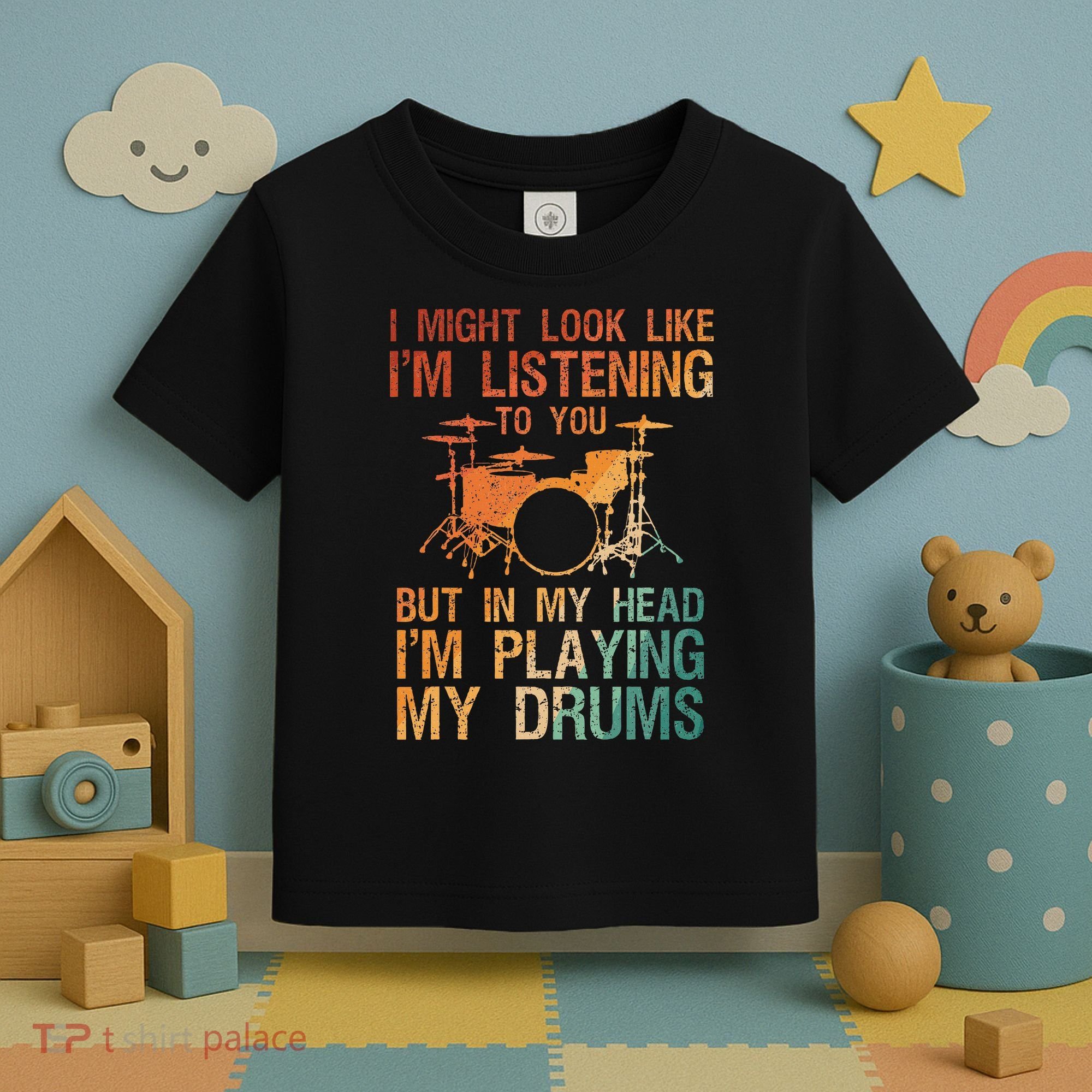 Funny Drummer Art For Drum Player Percussion Lover Toddler T-Shirt