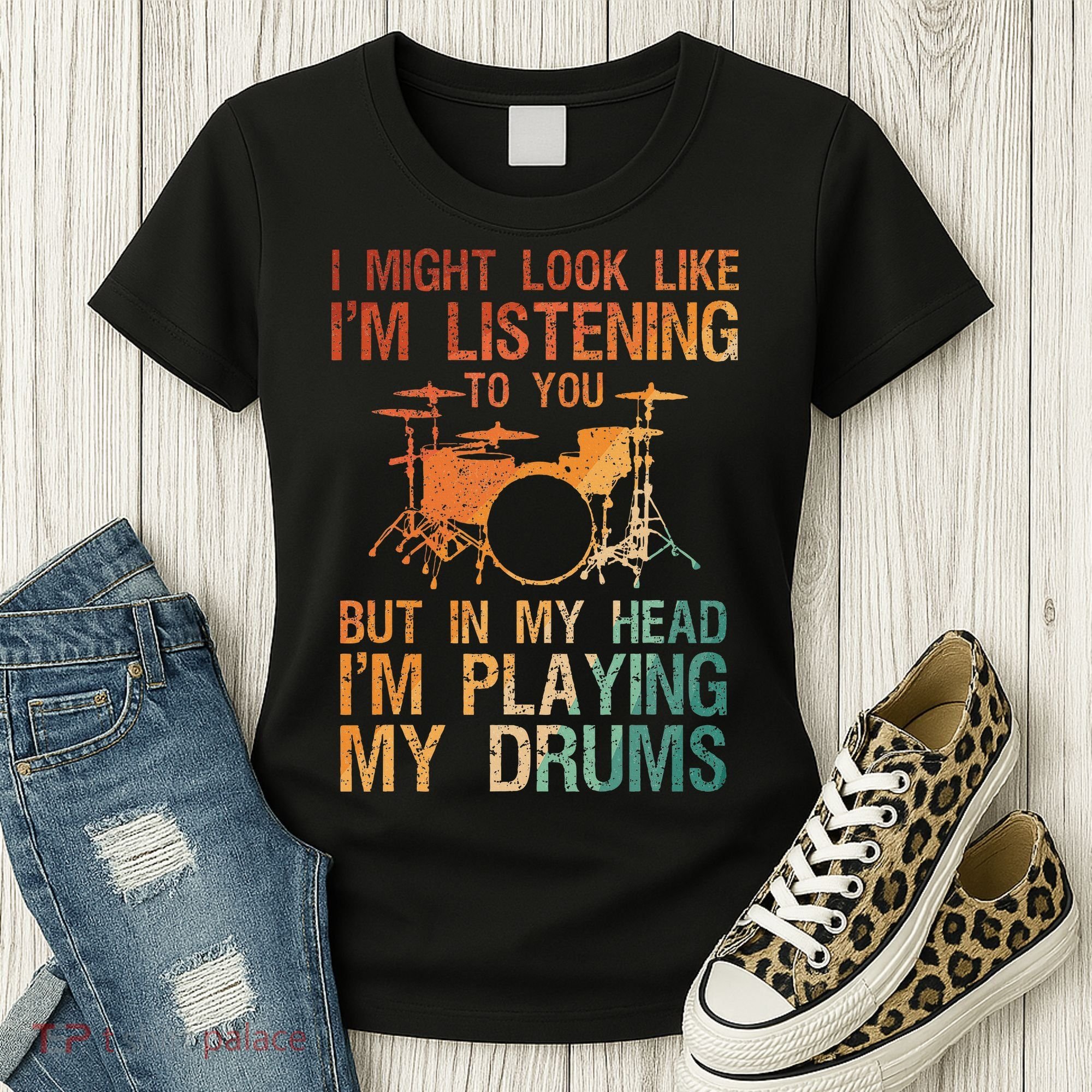 Funny Drummer Art For Drum Player Percussion Lover Women's T-Shirt