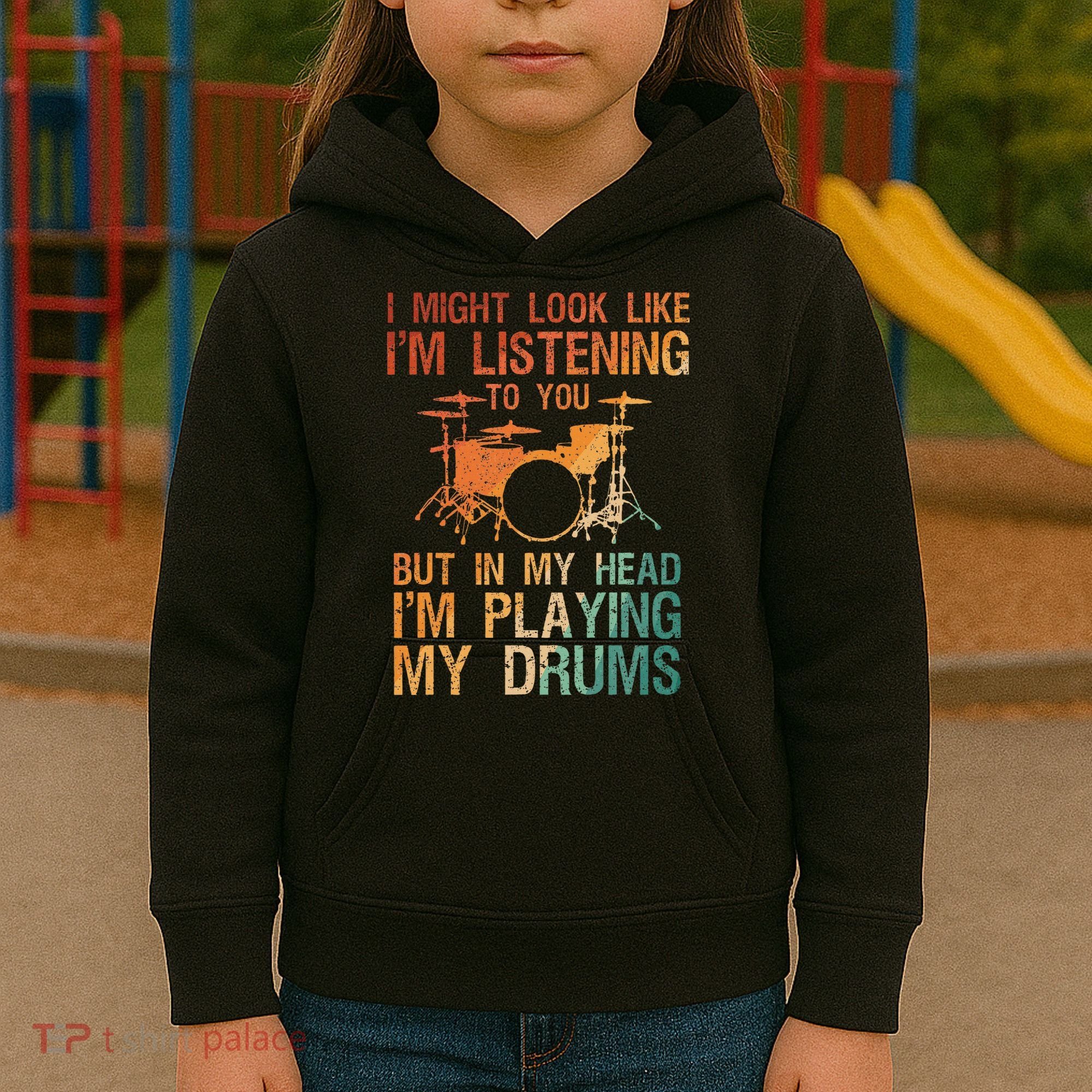 Funny Drummer Art For Drum Player Percussion Lover Kids Hoodie