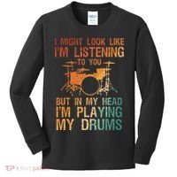 Funny Drummer Art For Drum Player Percussion Lover Kids Long Sleeve Shirt thumb 0