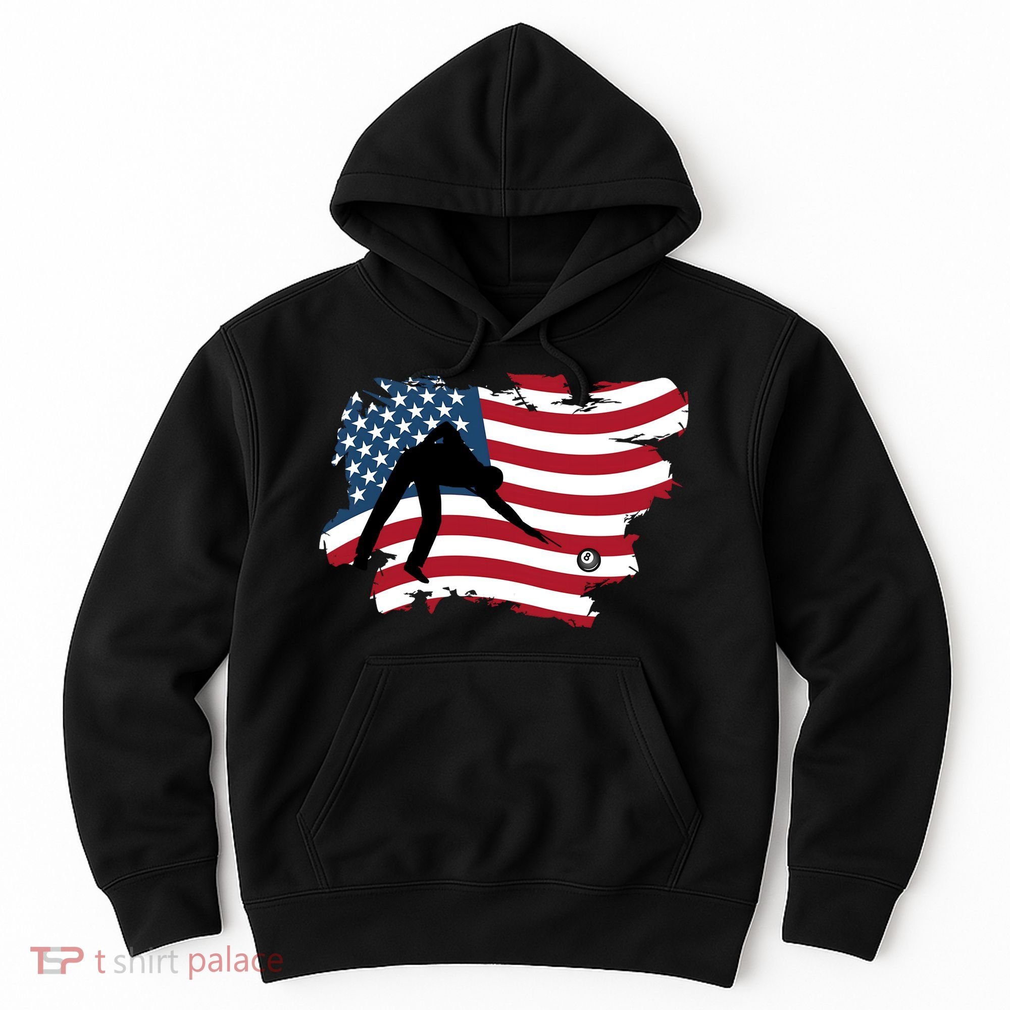 Father's Day American Flag Snooker Billiards Lover Retro Gift For Dad Hoodie