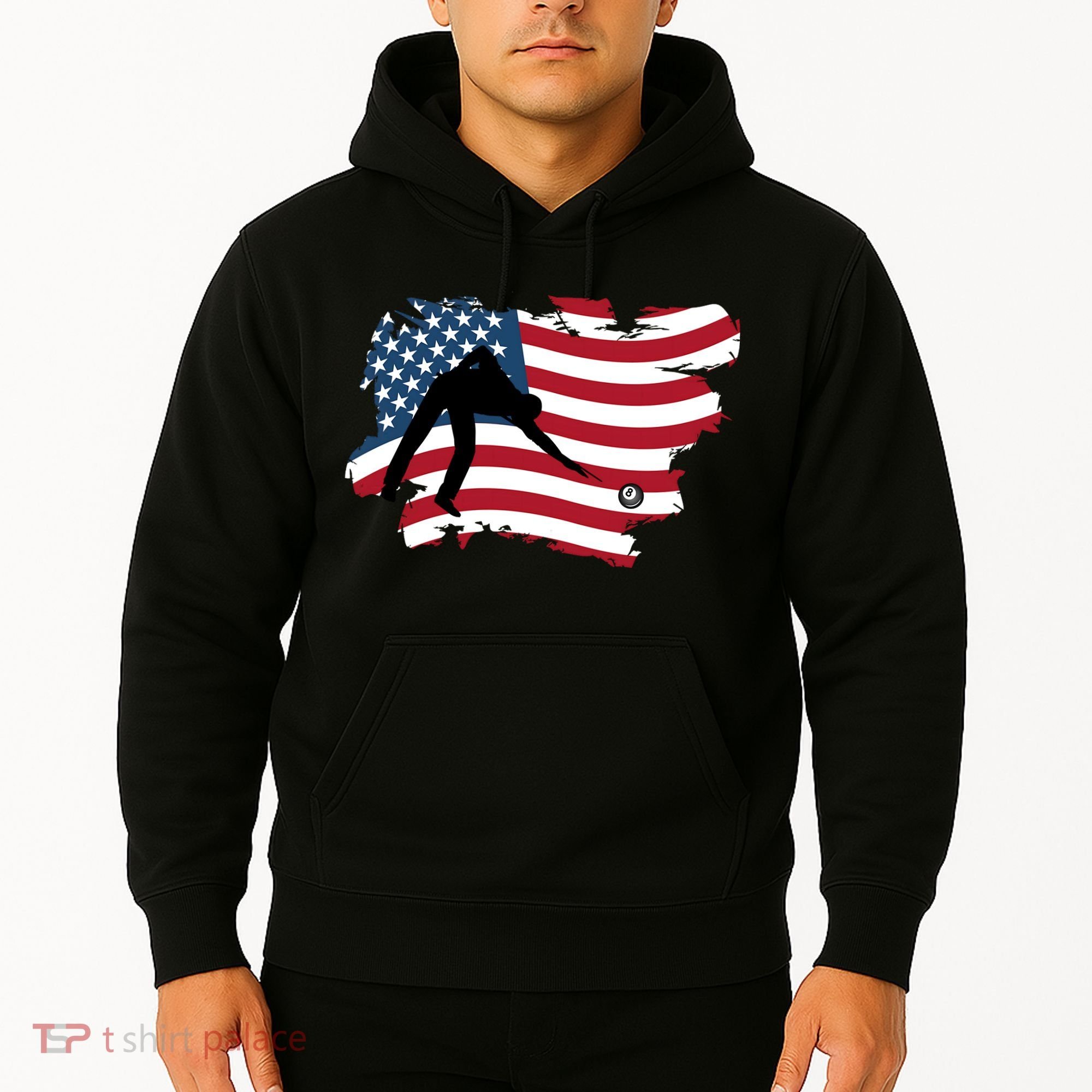 Father's Day American Flag Snooker Billiards Lover Retro Gift For Dad Hoodie