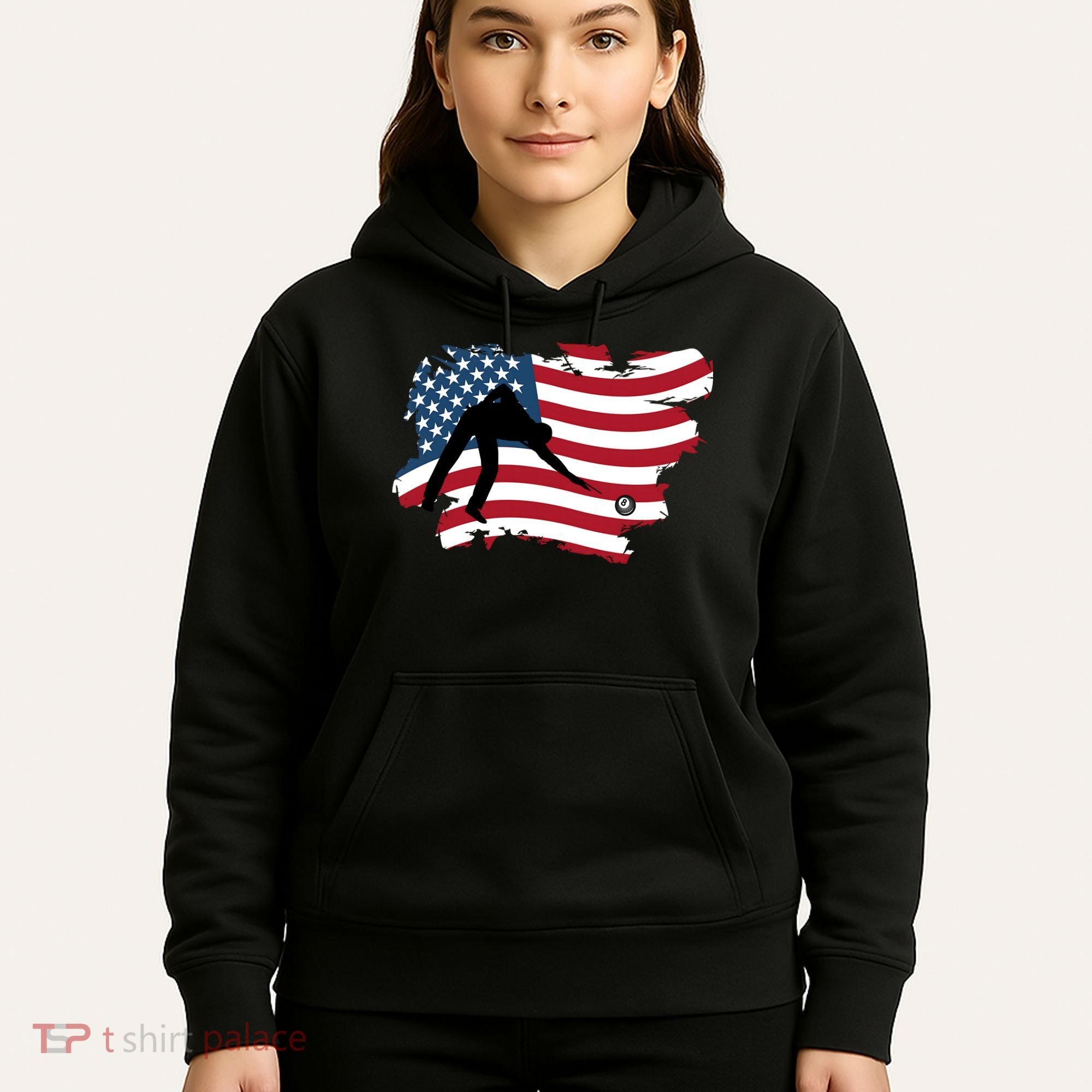 Father's Day American Flag Snooker Billiards Lover Retro Gift For Dad Hoodie