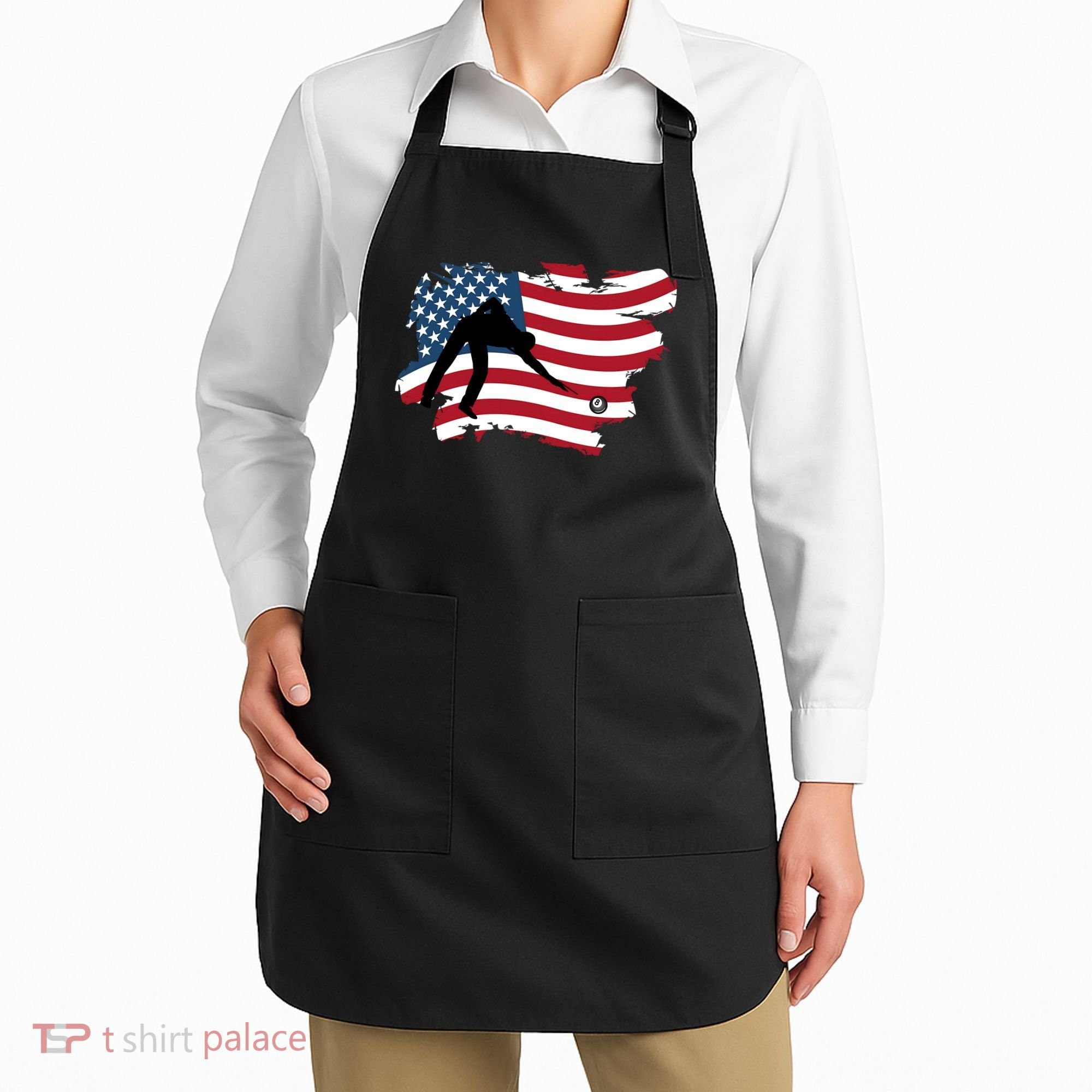 Father's Day American Flag Snooker Billiards Lover Retro Gift For Dad Apron