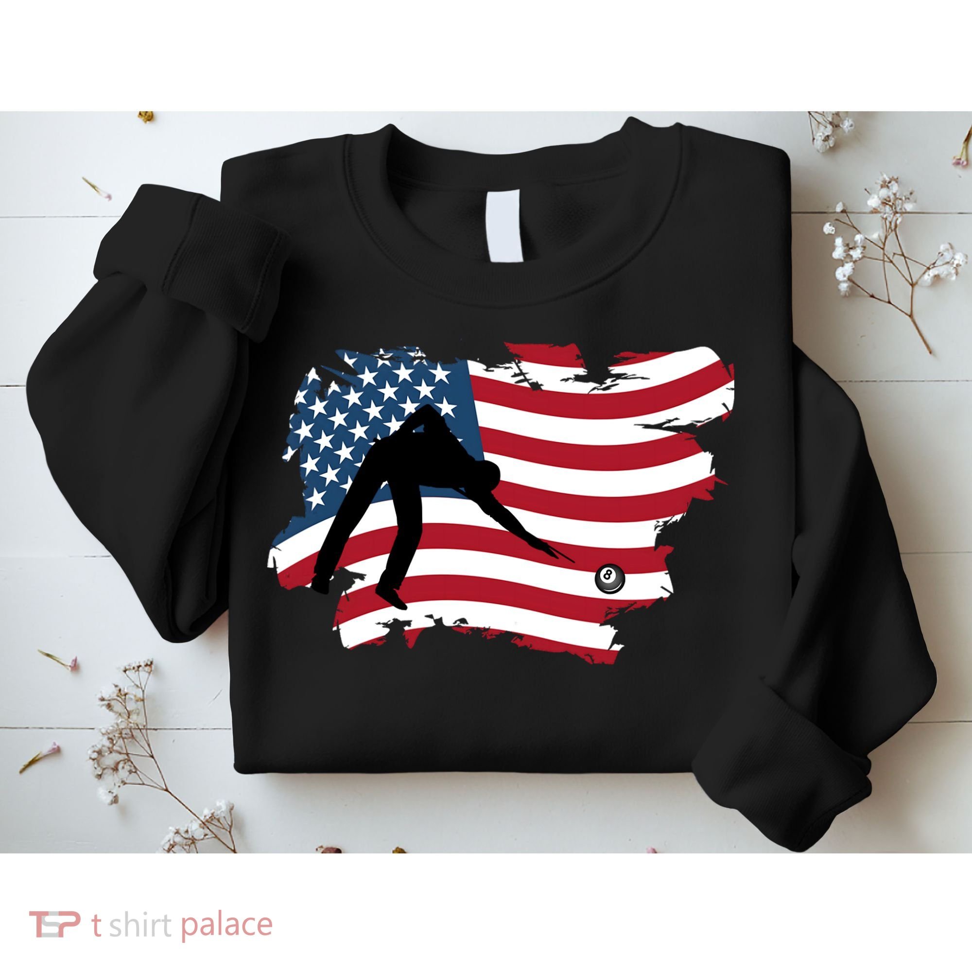 Father's Day American Flag Snooker Billiards Lover Retro Gift For Dad Sweatshirt