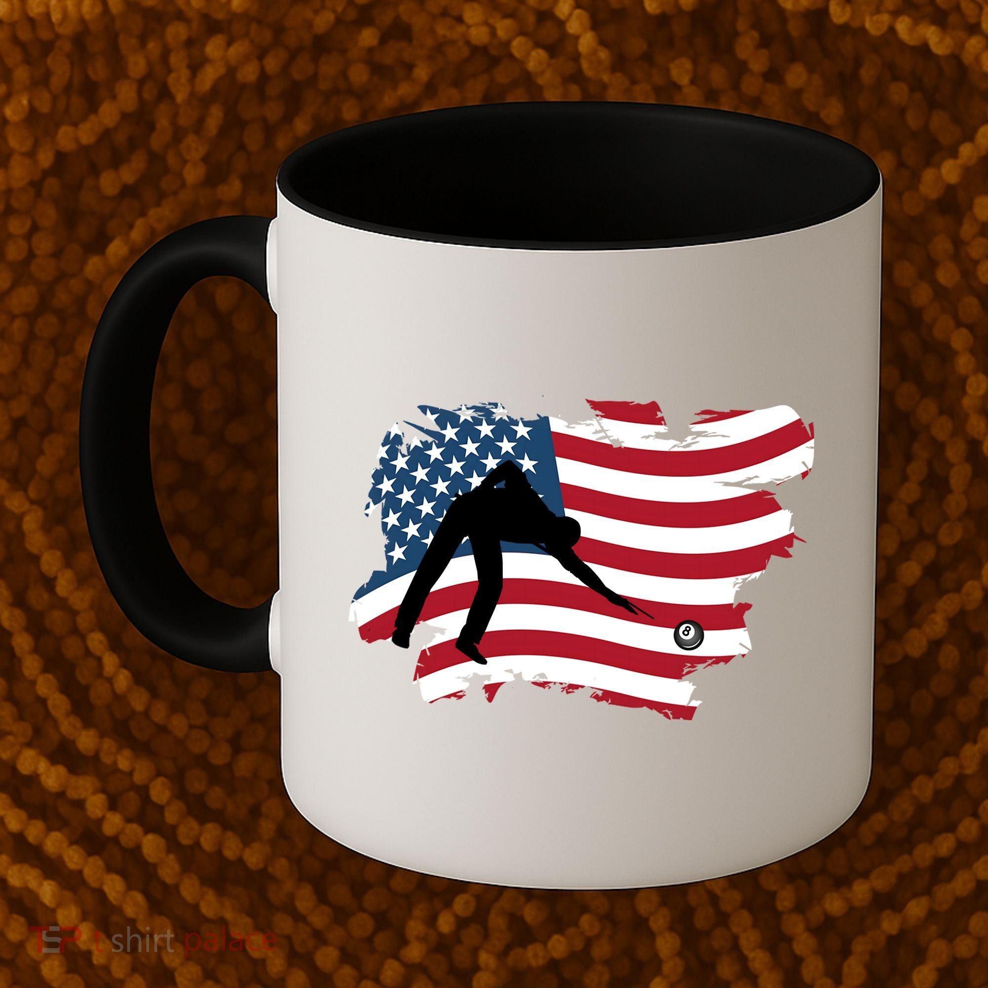 Father's Day American Flag Snooker Billiards Lover Retro Gift For Dad Coffee Mug