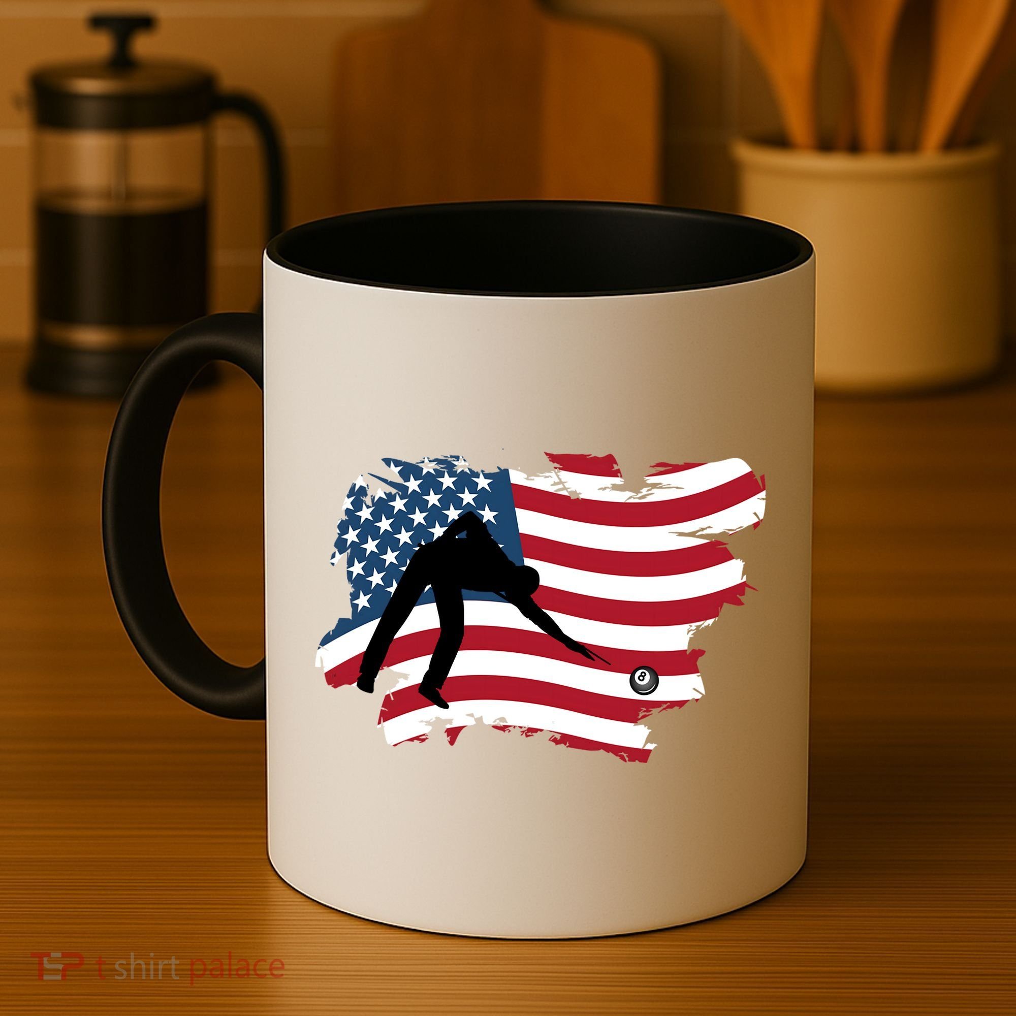 Father's Day American Flag Snooker Billiards Lover Retro Gift For Dad Coffee Mug