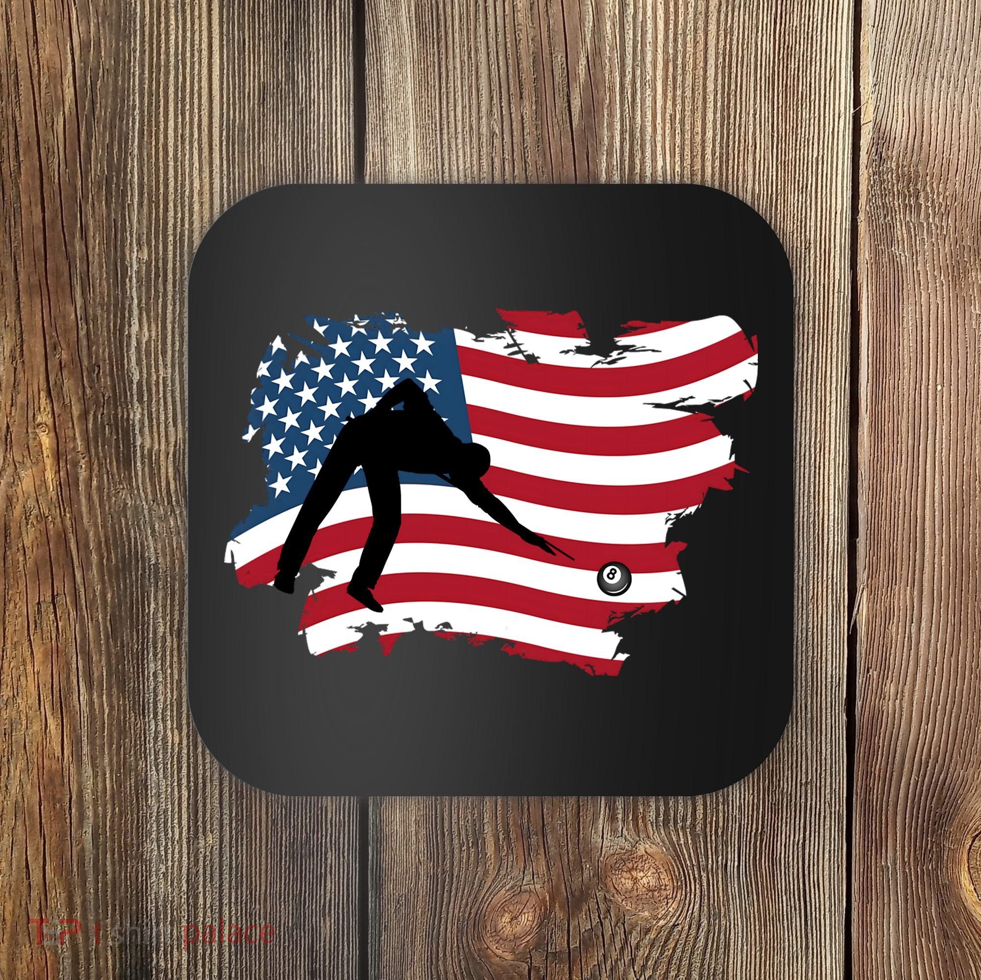Father's Day American Flag Snooker Billiards Lover Retro Gift For Dad Coaster