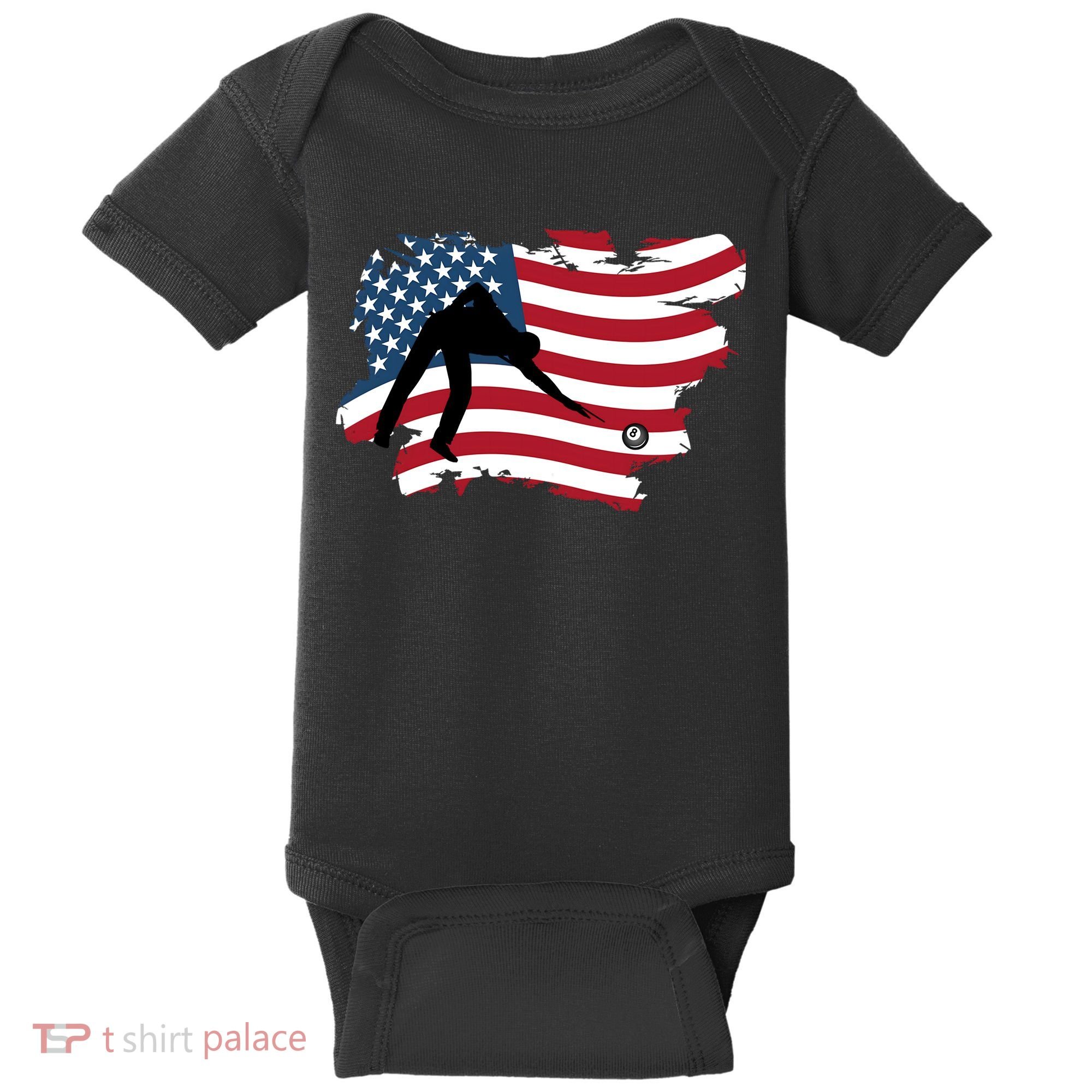 Father's Day American Flag Snooker Billiards Lover Retro Gift For Dad Baby Bodysuit