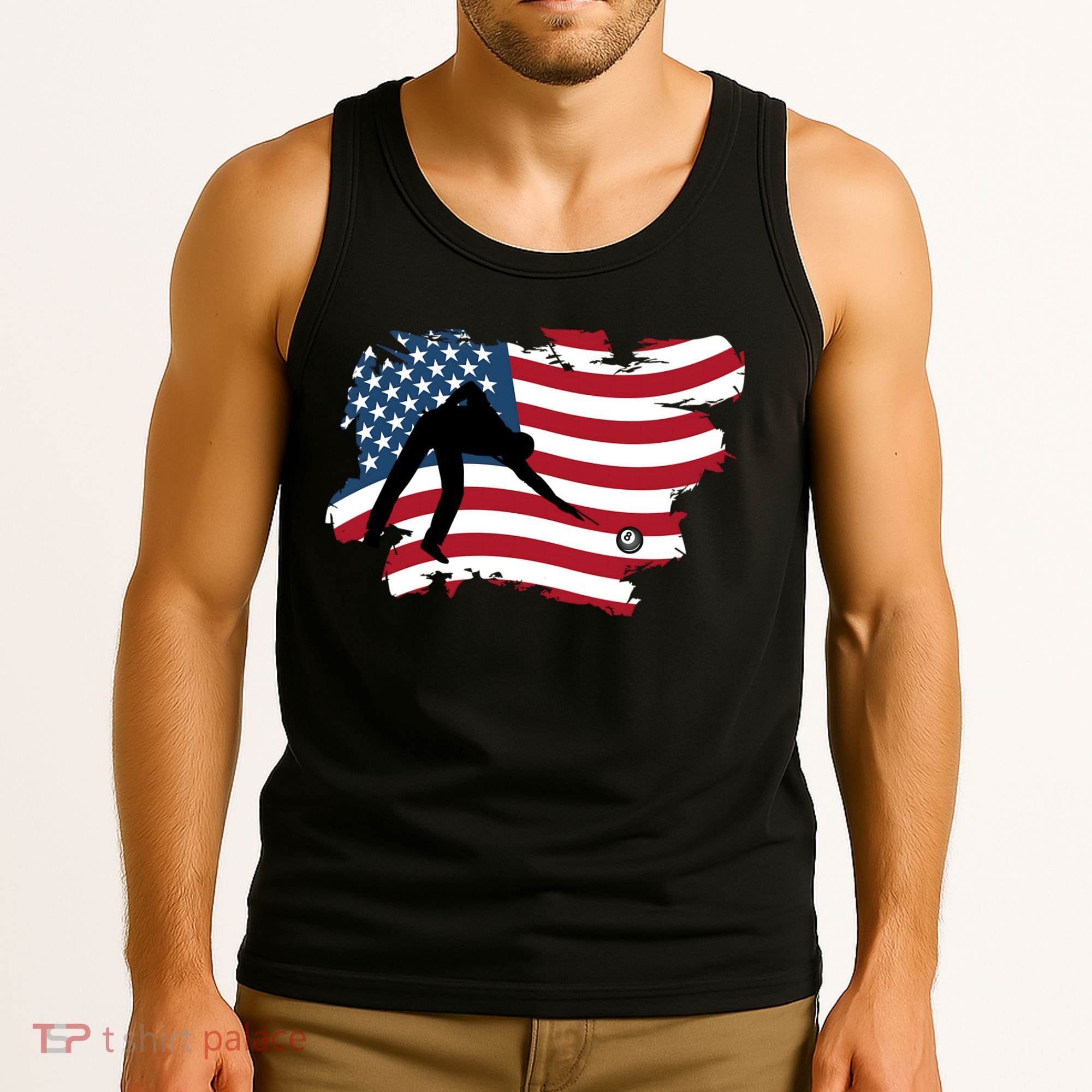 Father's Day American Flag Snooker Billiards Lover Retro Gift For Dad Tank Top