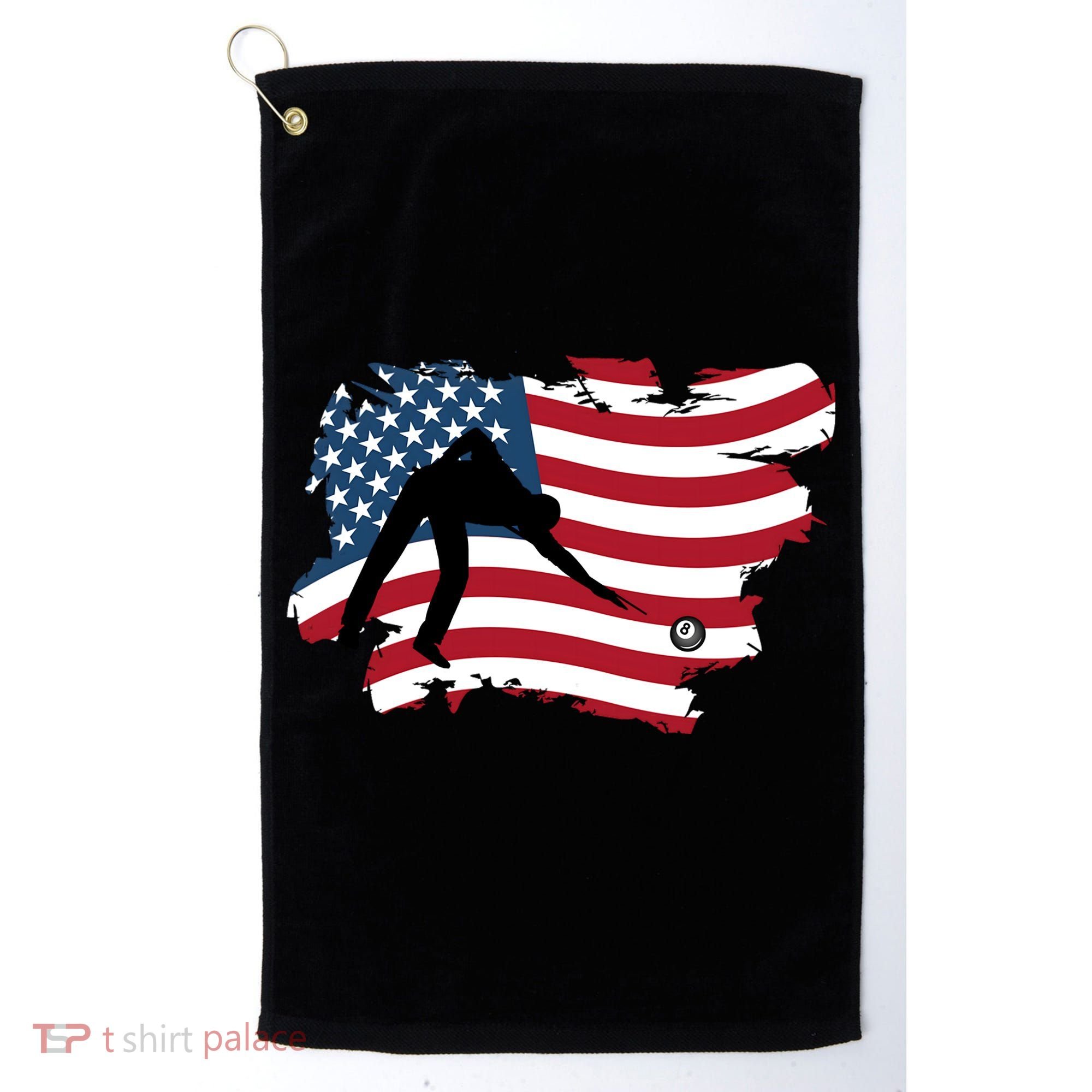 Father's Day American Flag Snooker Billiards Lover Retro Gift For Dad Golf Towel