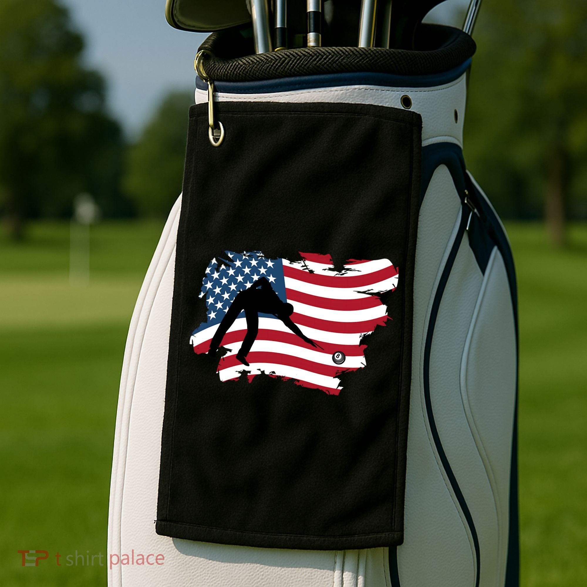 Father's Day American Flag Snooker Billiards Lover Retro Gift For Dad Golf Towel