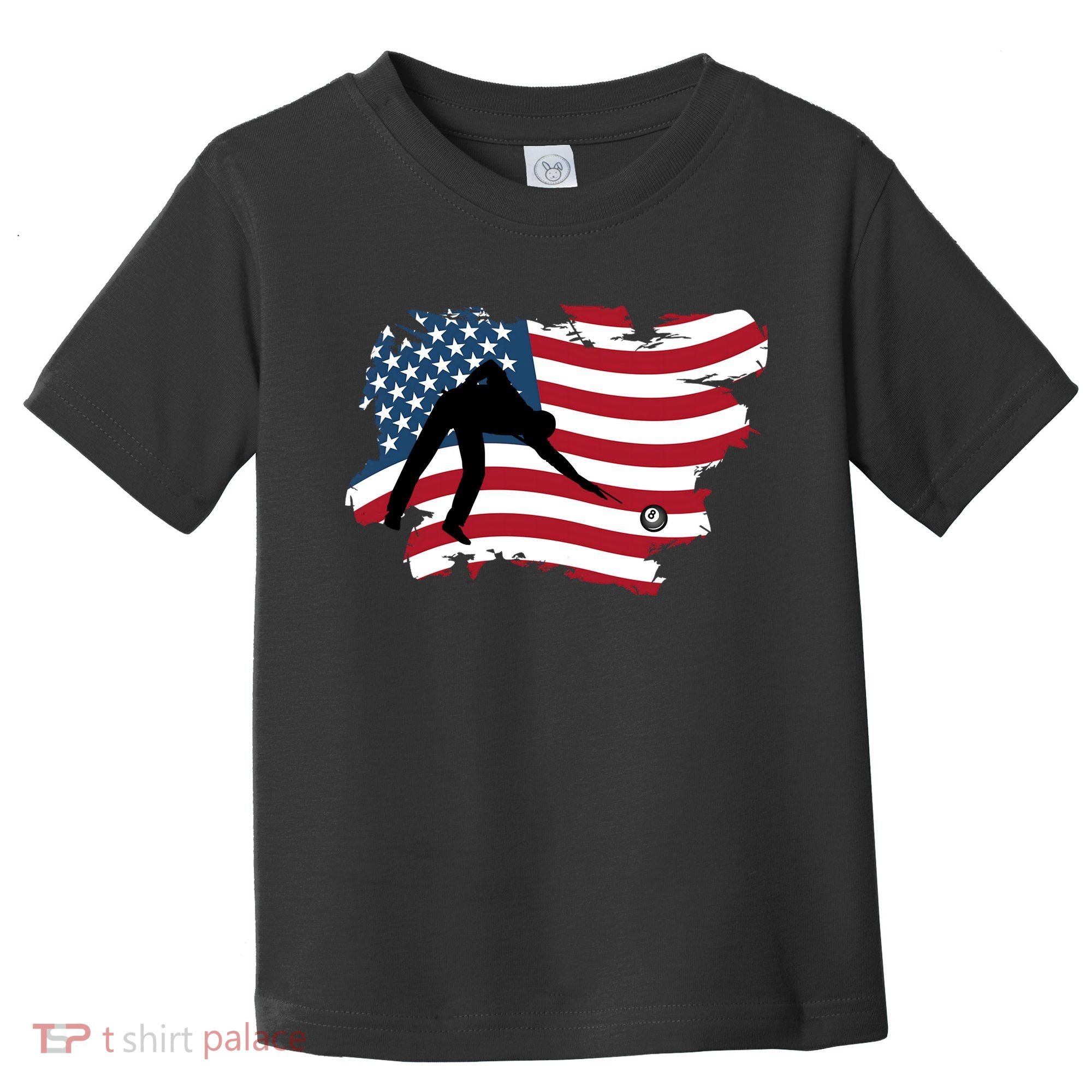 Father's Day American Flag Snooker Billiards Lover Retro Gift For Dad Toddler T-Shirt