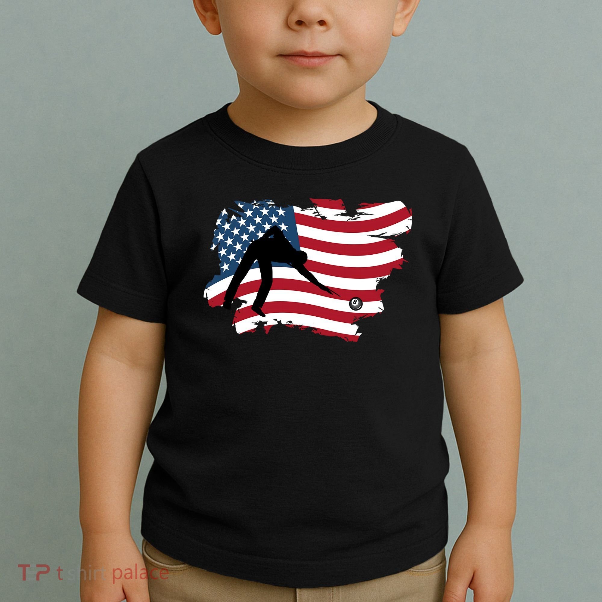 Father's Day American Flag Snooker Billiards Lover Retro Gift For Dad Toddler T-Shirt