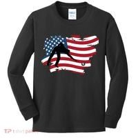 Father's Day American Flag Snooker Billiards Lover Retro Gift For Dad Kids Long Sleeve Shirt thumb 0