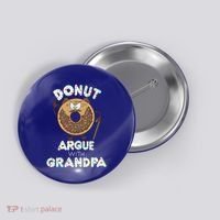 Funny Donut Argue With Grandpa Cute Grandparents Day Gift Button thumb 0