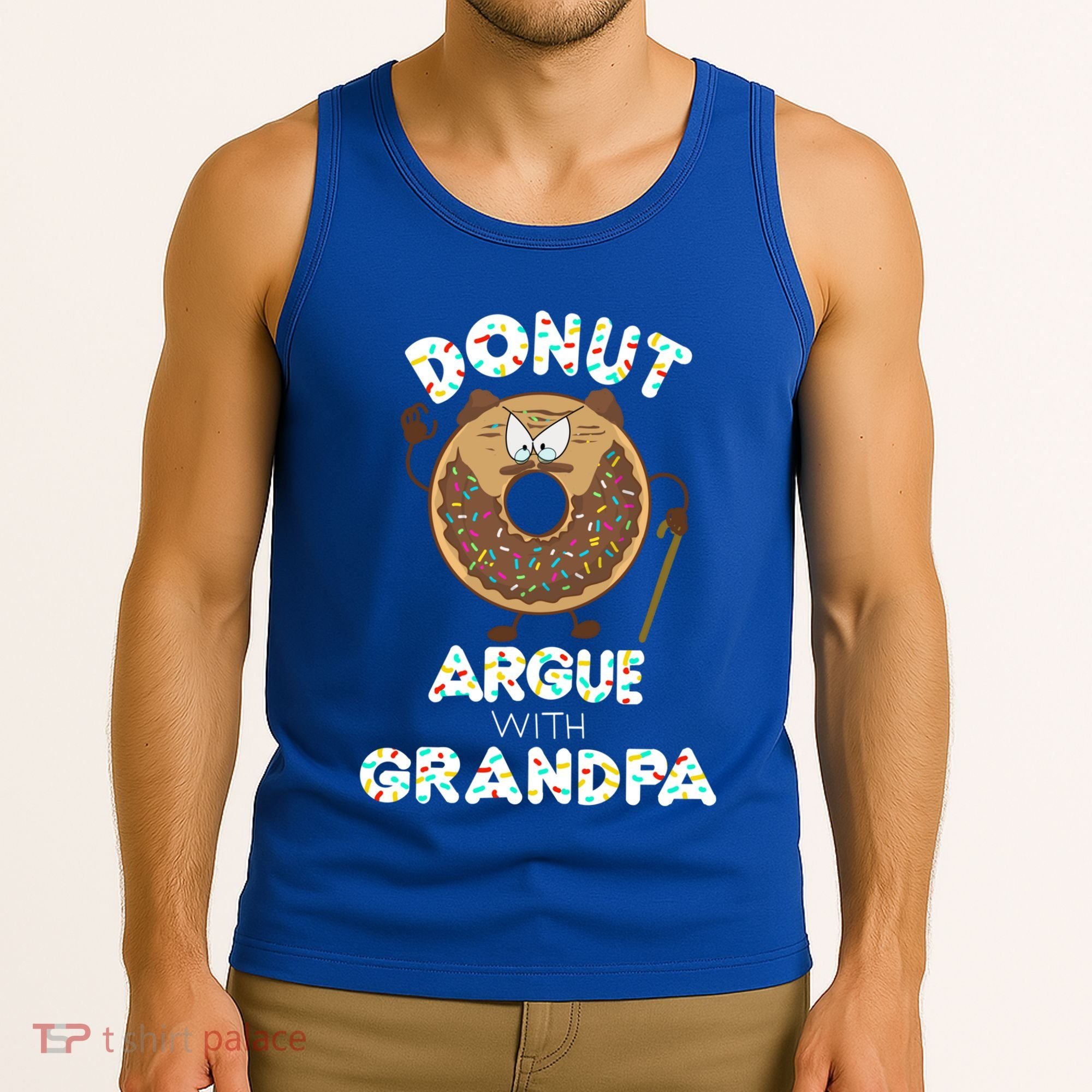 Funny Donut Argue With Grandpa Cute Grandparents Day Gift Tank Top