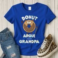 Funny Donut Argue With Grandpa Cute Grandparents Day Gift Women's T-Shirt thumb 3