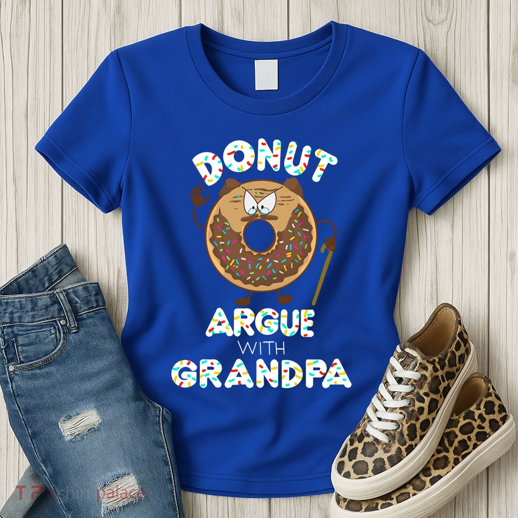 Funny Donut Argue With Grandpa Cute Grandparents Day Gift Women's T-Shirt
