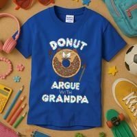 Funny Donut Argue With Grandpa Cute Grandparents Day Gift Kids T-Shirt thumb 3