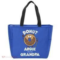 Funny Donut Argue With Grandpa Cute Grandparents Day Gift Tote Bag thumb 0