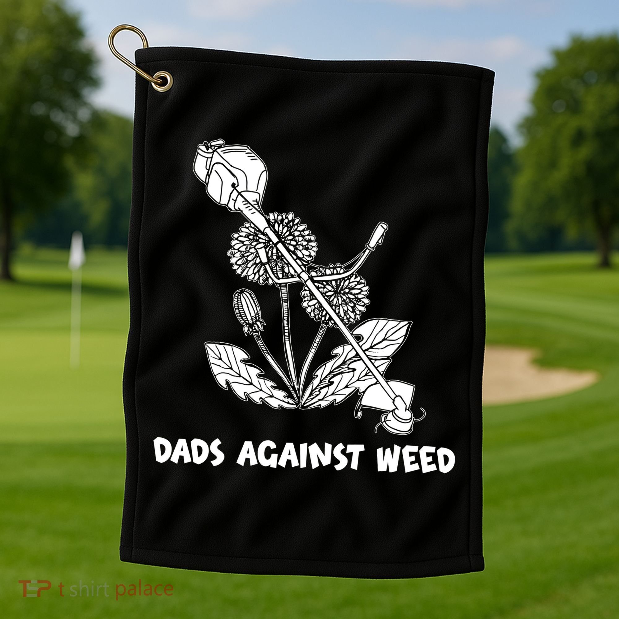 Funny Dads Against Weed Weed Wacker Dandelions Golf Towel
