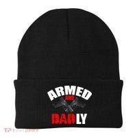 Fathers Day Armed And Dadly Deadly Funny For Dad Beanie thumb 0