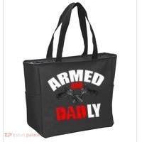 Fathers Day Armed And Dadly Deadly Funny For Dad Tote Bag thumb 2