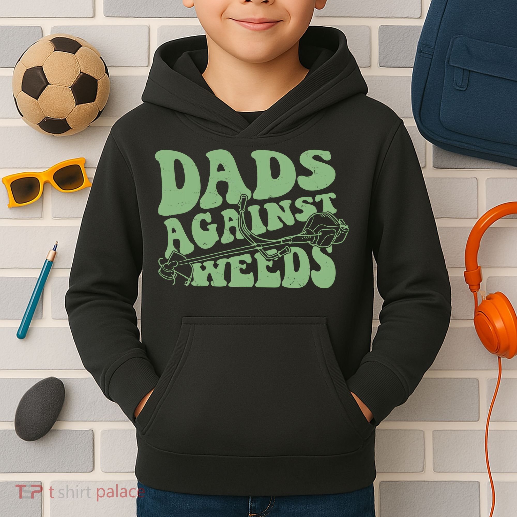 Funny Dads Against Weeds Lawn Weed Wacker Kids Hoodie