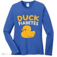Funny Diabetes Awareness I Duck Fiabetes I Cool Rubber Duck Meaningful Gift Women's Long Sleeve Shirt thumb 0