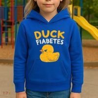 Funny Diabetes Awareness I Duck Fiabetes I Cool Rubber Duck Meaningful Gift Kids Hoodie thumb 3